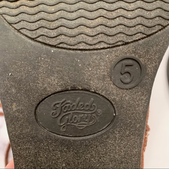 FINAL PRICE Faded Glory rust suede fringed side zip mid heel booties size 5 - Picture 11 of 12